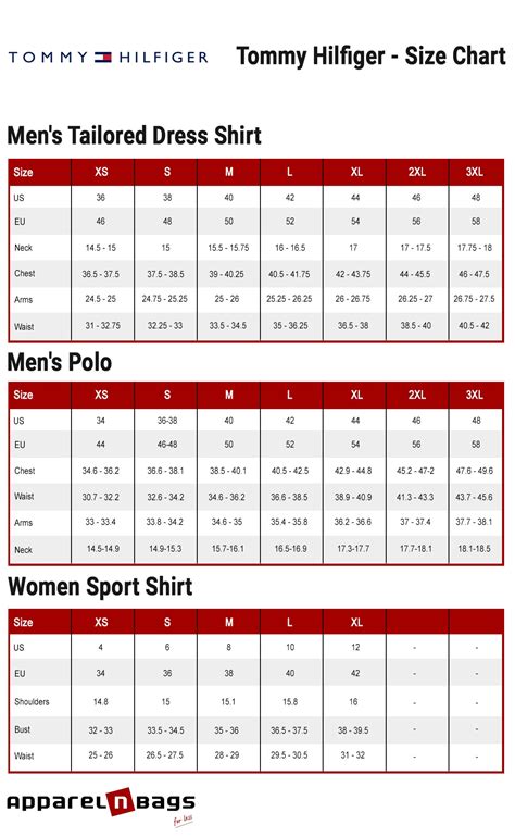 tommy hilfiger underwear size chart